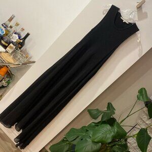 RACHEL ROY black tank maxi dress sheet shirt slits side zipper L